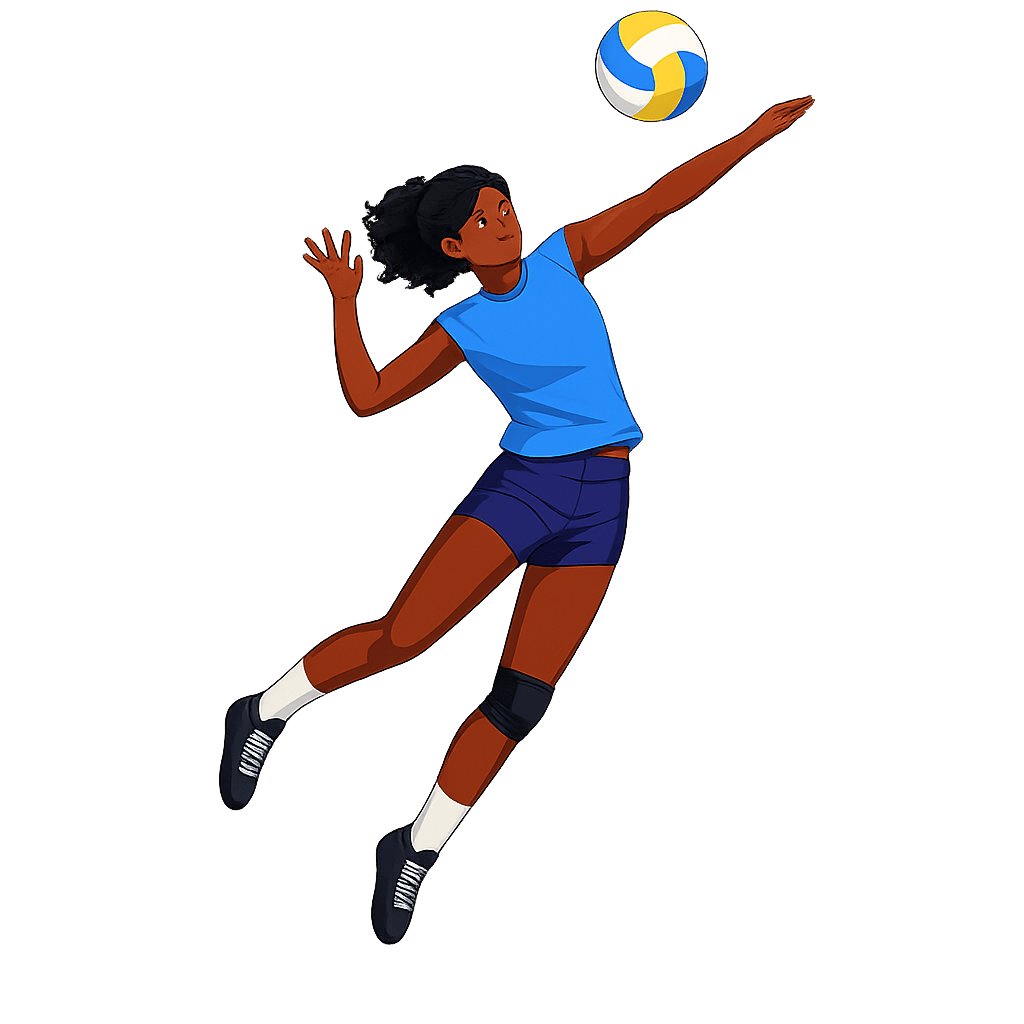 Atleta de vôlei de praia executando um saque — ilustração da plataforma Sports flow